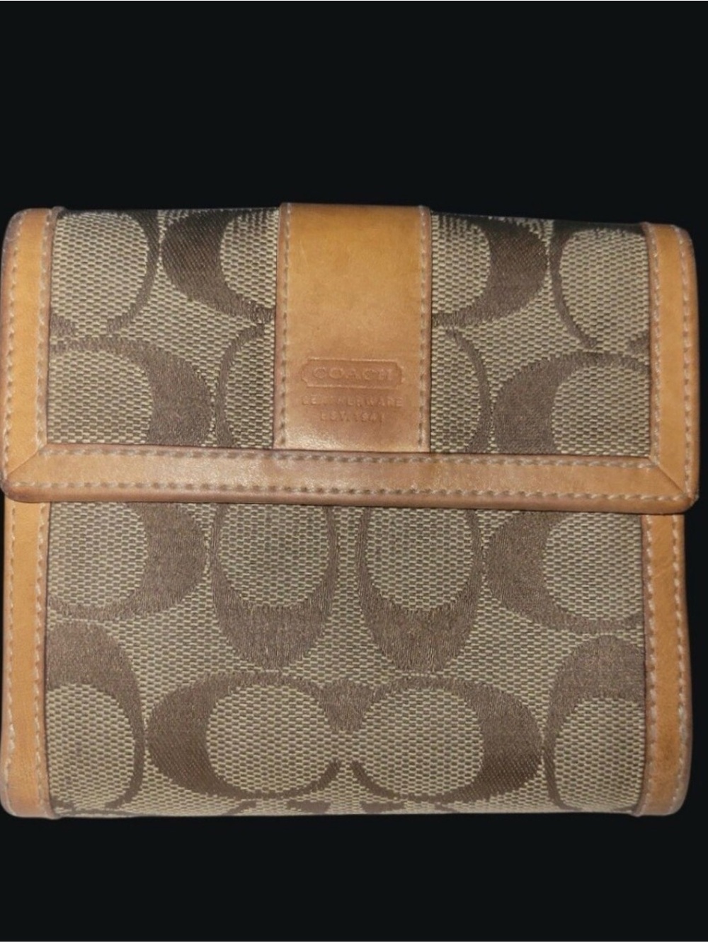 Coach vintage Brown & Tan Signature Fold Wallet
